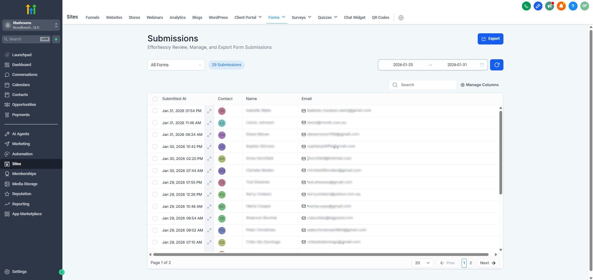 After — submissions screenshot